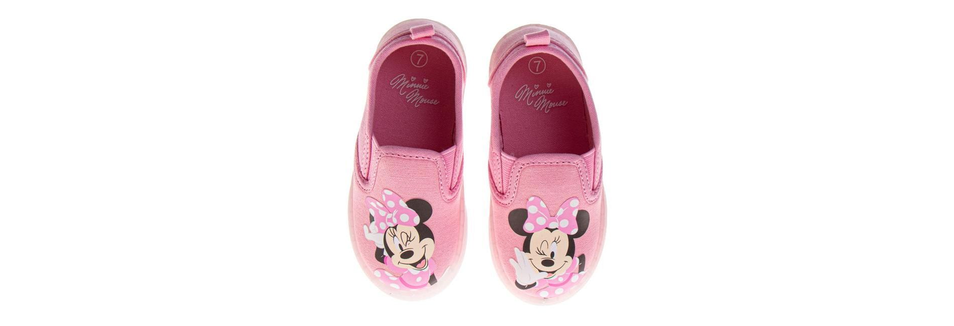Disney Minnie Mouse Slip On Canvas Girls - Polka Dot No-Lace Design Everyday Wear Comfortable Durable Sole (Toddler – Little Kid)
