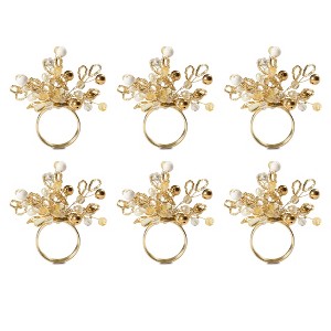 Design Imports Gold Multi Bead Napkin Ring Set/6 - 1 of 4