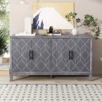 4-Door Retro Sideboard with Adjustable Shelves, Two Large Cabinet with Long Handle- ModernLuxe