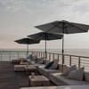 Four Seasons Courtyard 9 Foot Campton Hills Market Umbrella Round Sling Fabric Outdoor Backyard Shaded Canopy with Auto Crank and Tilting, Gray/Brown - 4 of 4