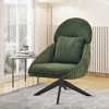 Corduroy Swivel Upholstered High Back Accent Chair with Pillow, Thick Cushion and Ergonomic Design for Living Room - 2 of 4