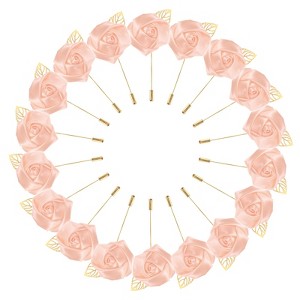 Unique Bargains Wedding Golden Leaf Rose Flower Lapel Pins for Men Suits 18 Pcs - 1 of 4