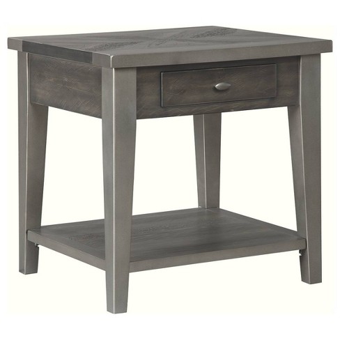 Wooden End Table With Storage Drawer And Tapered Legs Gray Benzara Target