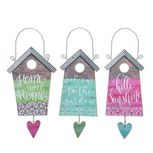 Transpac MDF/Metal Birdhouse Wall Decor Set of 3 Spring Home Decorations - 1 of 1