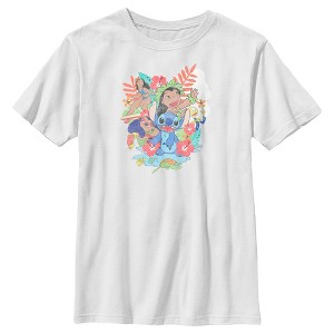 Boy's Lilo & Stitch Distressed Group Portrait T-Shirt - 1 of 4