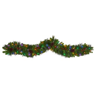 Nearly Natural 6-ft Colorado Fir Artificial Christmas Garland with 50 Multicolored LED Lights, Berries and Pinecones - 1 of 2