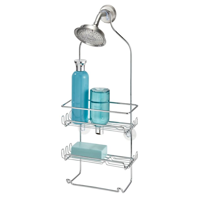 iDESIGN Milo Metal Wire Hanging Shower Caddy Baskets and Towel Bar Chrome, 4 of 7