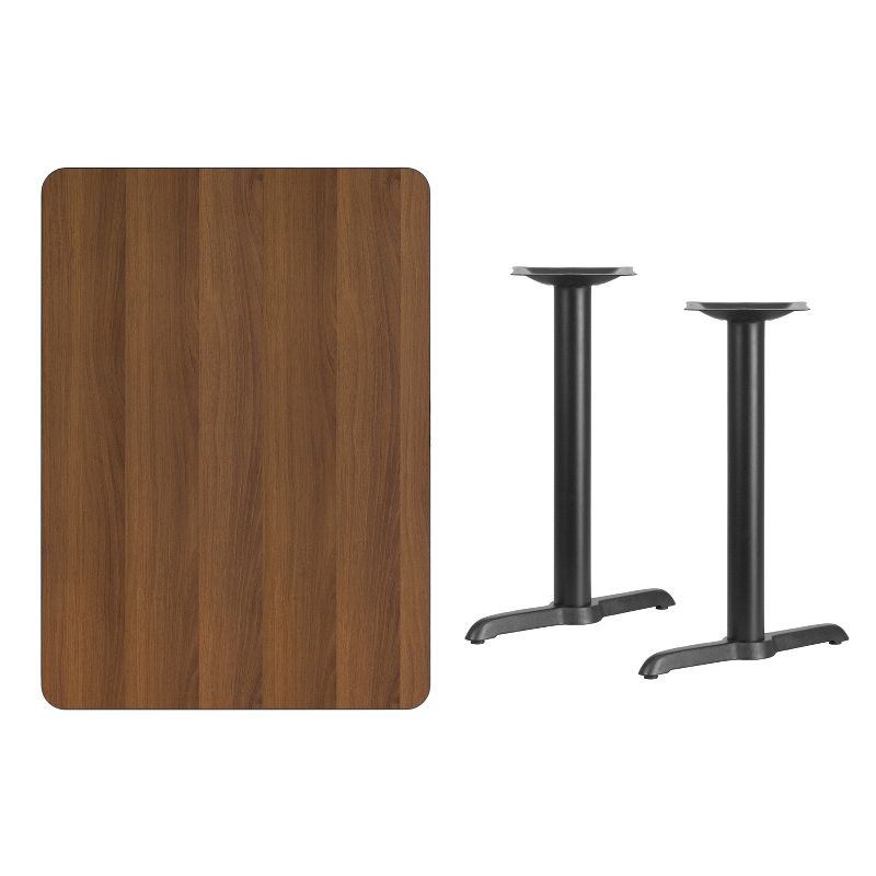 Flash Furniture 30'' x 42'' Rectangular Walnut Laminate Table Top with 5'' x 22'' Table Height Bases, 2 of 3