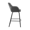 30" Aura Swivel Counter Height Barstool with Gray Faux Leather Black Metal - Armen Living - 3 of 4