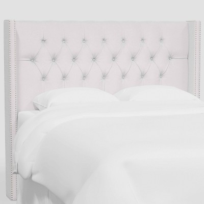 Full Louis Wingback Headboard in Luxe Velvet Titan Snow - Threshold™: Pine Frame, Nailhead Trim