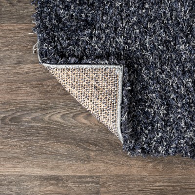 Denim Blue Rectangular Shag 4' x 6' Synthetic Area Rug