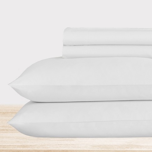 Pure White -Queen Sheet Set, 100% Extra Long Staple, 500 Thread Count  Sateen Weave, 4 Piece Set, California Design Den