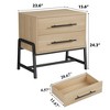 Nightstand with Drawers Light Wood Bedside Table, Wide Side Table with Metal Legs,  Modern Bed Side Tables - 2 of 4