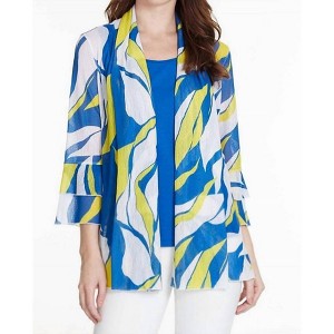 Women's Wavy Print Onionskin Open Front Jacket - Multiples - 1 of 2