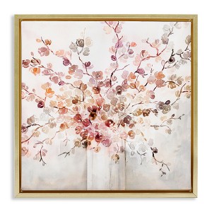 Stupell Industries Abstract Warm Floral Vines Floating Frame Canvas Art, Gold, 18" x 18" - 1 of 4