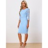 Allegra K Women's Crewneck 3/4 Sleeve Floral Lace Hidden Zipper Bodycon Dress - 2 of 4