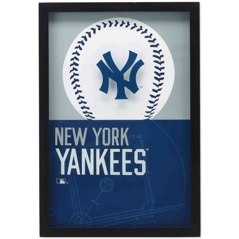 MLB New York Yankees Baseball Logo Glass Framed Panel, 1 of 5