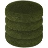 HOMCOM Modern Round Ottoman, Teddy Fleece Upholstered Foot Stool for Living Room, Bedroom, Green - 4 of 4