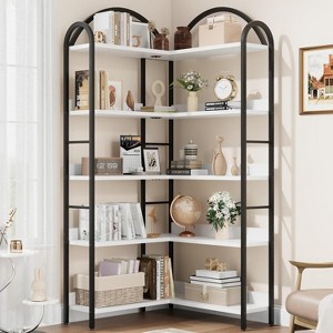 Hush Sun 5-Tier Reversible Corner Bookcase - 68.5" Industrial Bookshelf, 50LB/Shelf for Home Office - 1 of 4