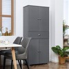 Aghana Digitals 72.5"H Gray Kitchen Pantry Cabinet with Adjustable Shelves, 2 Door Cabinets & - 2 of 4