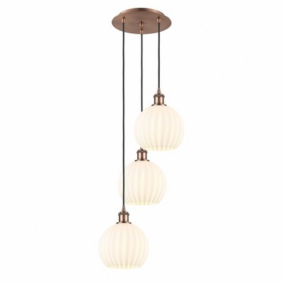 White Venetian - 3 Light Cord Hung Multi Pendant In Modern Style-30.75 Inches Tall and 14.5 Inches Wide