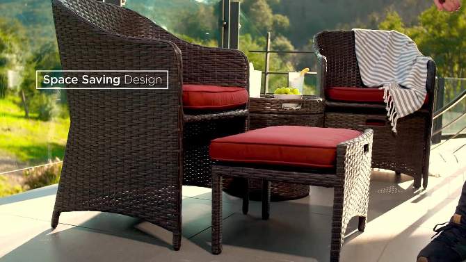 Best Choice Products 5-Piece Outdoor Wicker Patio Bistro  Furniture Set w/ Storage Table, No Assembly, 2 of 11, play video