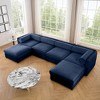 DOMETOUR Modular U Shaped Sectional Sofa with Storage Ottoman, Deep Seat, Cylindrical Backrest & Armrests, Extra Large, Blue - 2 of 4
