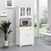 67" Modern Buffet with Hutch, Louvered Kitchen Pantry Microwave Cabinet with Framed Glass Doors and 2 Drawers - 4 of 4