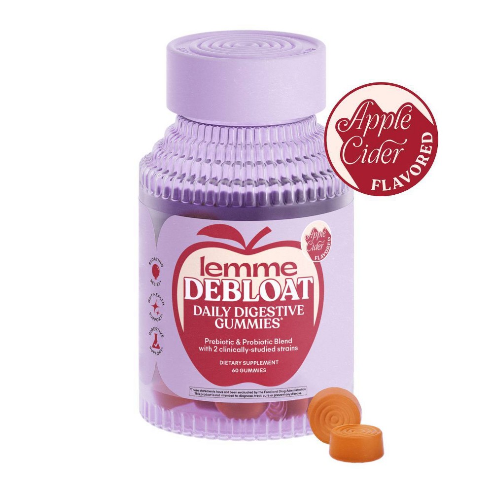 Lemme Debloat Pre + Probiotic Gummies - Bloat Support & Digestion - Apple Cider Flavor - 60ct