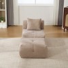 Modular Tufted Lounge Chair with Ottoman, Fuzzy Upholstered All-Foam Sofa Set for Living Room Bedroom-3irtyhousy - 3 of 4
