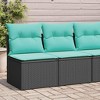 vidaXL 4 Piece Patio Sofa Set - Black Poly Rattan/Acacia with Blue Cushions - Modular Design, Weather-Resistant, Outdoor/Garden/Patio/Deck - 2 of 4