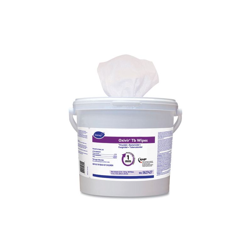 Diversey Oxivir TB Disinfectant Wipes, 11 x 12, White, 160/Bucket, 4 Buckets/Carton, 1 of 4