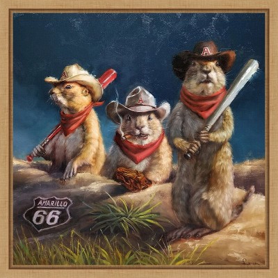Amanti Art Amarillo Sod Poodles (Prairie dogs) by Lucia Heffernan Canvas Wall Art Print Framed 16 x 16-in.