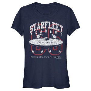 Juniors Womens Star Trek: The Original Series Starfleet Academy Enterprise Boldly Go T-Shirt - 1 of 4