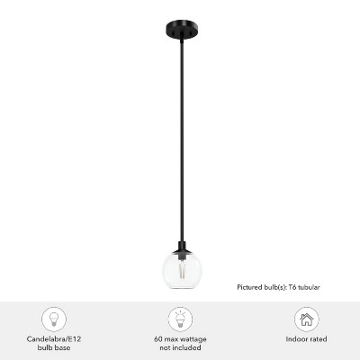 Matte Black Mini Globe Pendant Light with Clear Glass