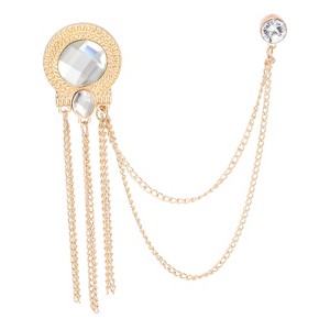 Unique Bargains Bouquet Coat Hat Bag Hanging Fashion Round Gem Tassel Chain Brooch Pins 1 Pc - 1 of 4