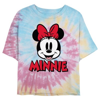 Juniors Womens Mickey & Friends Retro Minnie Mouse Big Face T-shirt ...