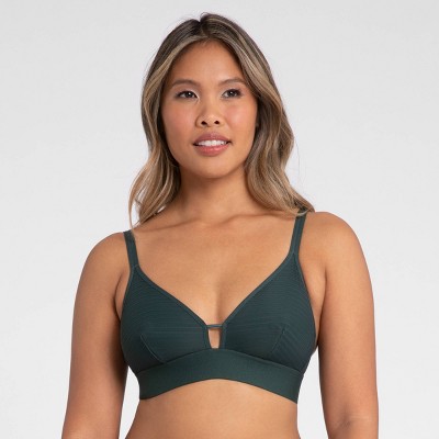 All.you. Lively Women's Stripe Mesh Bralette - Emerald Green L