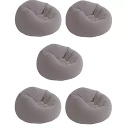 Intex Inflatable Contoured Corduroy Beanless Bag Lounge Chair, Gray (5 Pack)