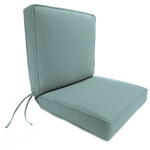 Outdoor Boxed Edge Dining Chair Cushion In Sunbrella Cast Mist - Jordan Manufacturing: UV & Water-Resistant, Reversible - 1 of 3