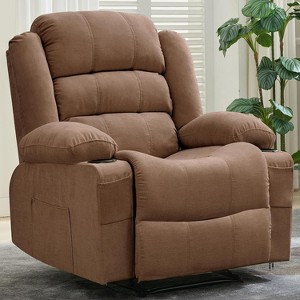 3-Position Manual Recliner Chair for Adults – Large Overstuffed Sofa with Cup Holders & Side Pocket, Perfect for Living Room or Bedroom - 1 of 4