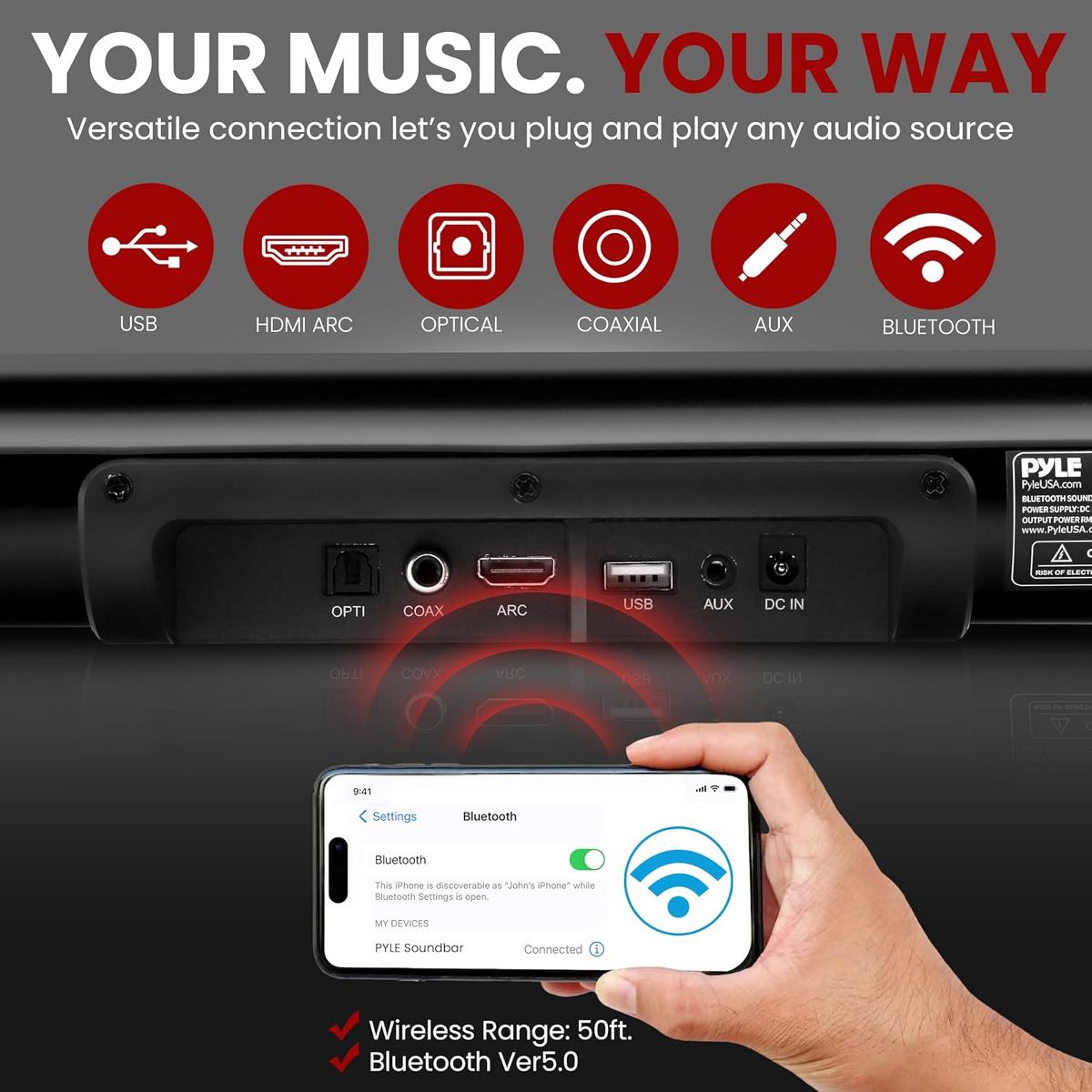 Pyle Wave Base Bluetooth Tabletop Soundbar Digital Speaker System with Remote Control - thumbnail 5