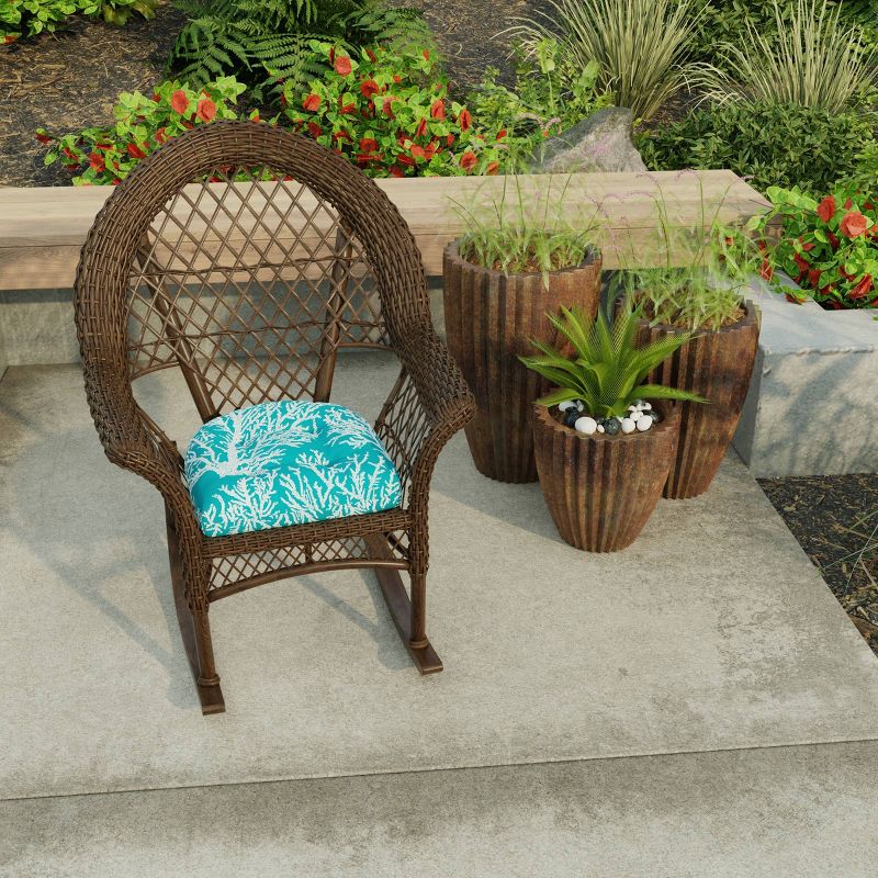 Outdoor Set Of 2 19&#34; x 19&#34; x 4&#34; Wicker Chair Cushions In Seacoral Turquoise - Jordan Manufacturing, 5 of 11