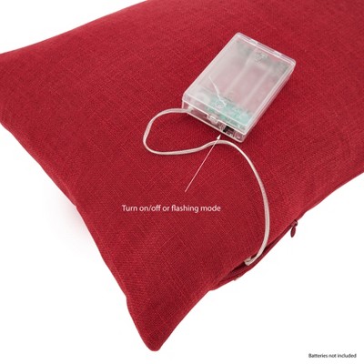 Red Polyester Christmas Tree Pillow with LED Lights