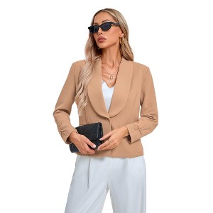 Women's Long Sleeve Spring Fall Business Casual Blazers Notch Lapel Trendy Work Office Blazer Outerwear - 1 of 4