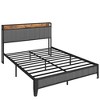 ALEXOUN Bed Frame with Storage Upholstered Headboard,Black Metal Frame,No Box Spring Needed,Heavy Duty Metal Slats,Easy Assembly,Grey - 4 of 4