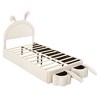 Full/Twin Size Velvet Upholstered Rabbit-Shape Bed with 2 Storage Stools 4Q - ModernLuxe - 4 of 4