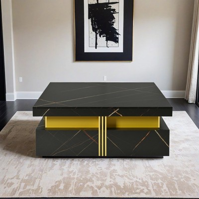 Modern White Square Storage Coffee Table with 4 Drawers  - Leovsnove
