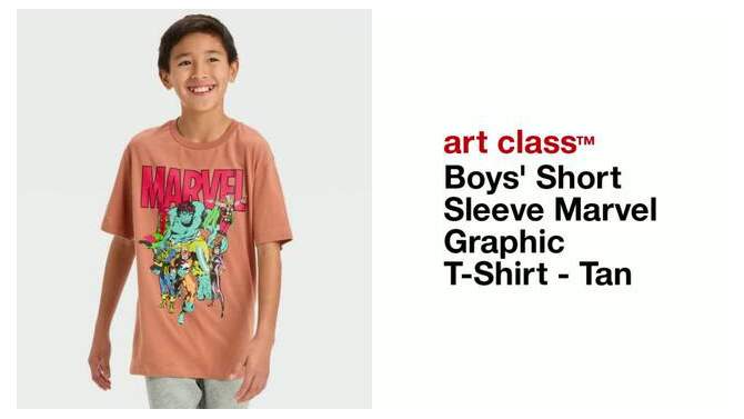 Boys' Short Sleeve Marvel Graphic T-Shirt - art class™ Tan, 2 of 5, play video