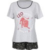 Memoi Women's Leo Zodiac Sign PJ Short Set Med Gray Heather L - 3 of 4